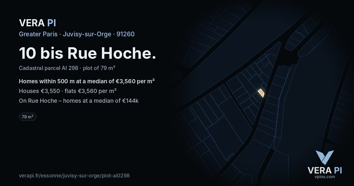 10 bis Rue Hoche, Juvisy-sur-Orge at night – the plot lit, the parcels around coloured by the prices near them