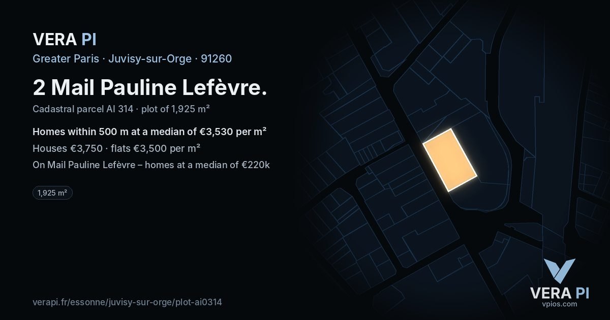 2 Mail Pauline Lefèvre, Juvisy-sur-Orge at night – the plot lit, the parcels around coloured by the prices near them