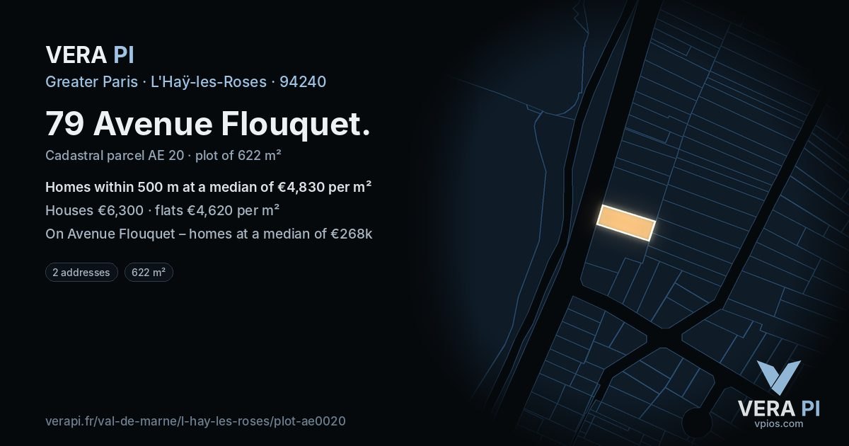 79 Avenue Flouquet, L'Haÿ-les-Roses at night – the plot lit, the parcels around coloured by the prices near them