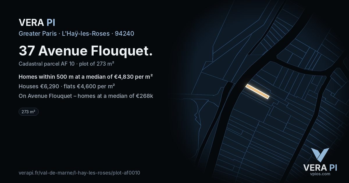 37 Avenue Flouquet, L'Haÿ-les-Roses at night – the plot lit, the parcels around coloured by the prices near them