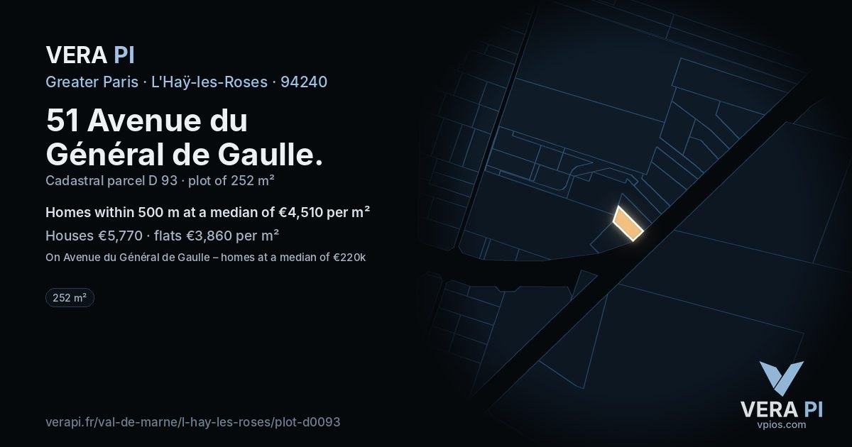 51 Avenue du Général de Gaulle, L'Haÿ-les-Roses at night – the plot lit, the parcels around coloured by the prices near them