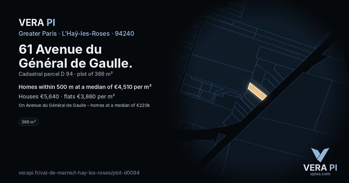 61 Avenue du Général de Gaulle, L'Haÿ-les-Roses at night – the plot lit, the parcels around coloured by the prices near them