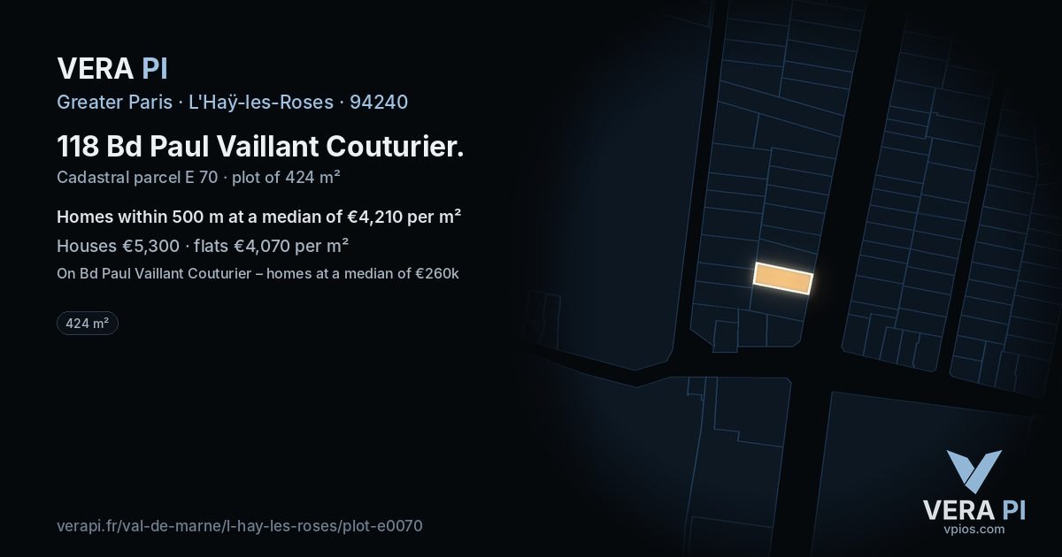 118 Bd Paul Vaillant Couturier, L'Haÿ-les-Roses at night – the plot lit, the parcels around coloured by the prices near them