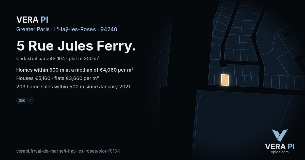 5 Rue Jules Ferry, L'Haÿ-les-Roses at night – the plot lit, the parcels around coloured by the prices near them