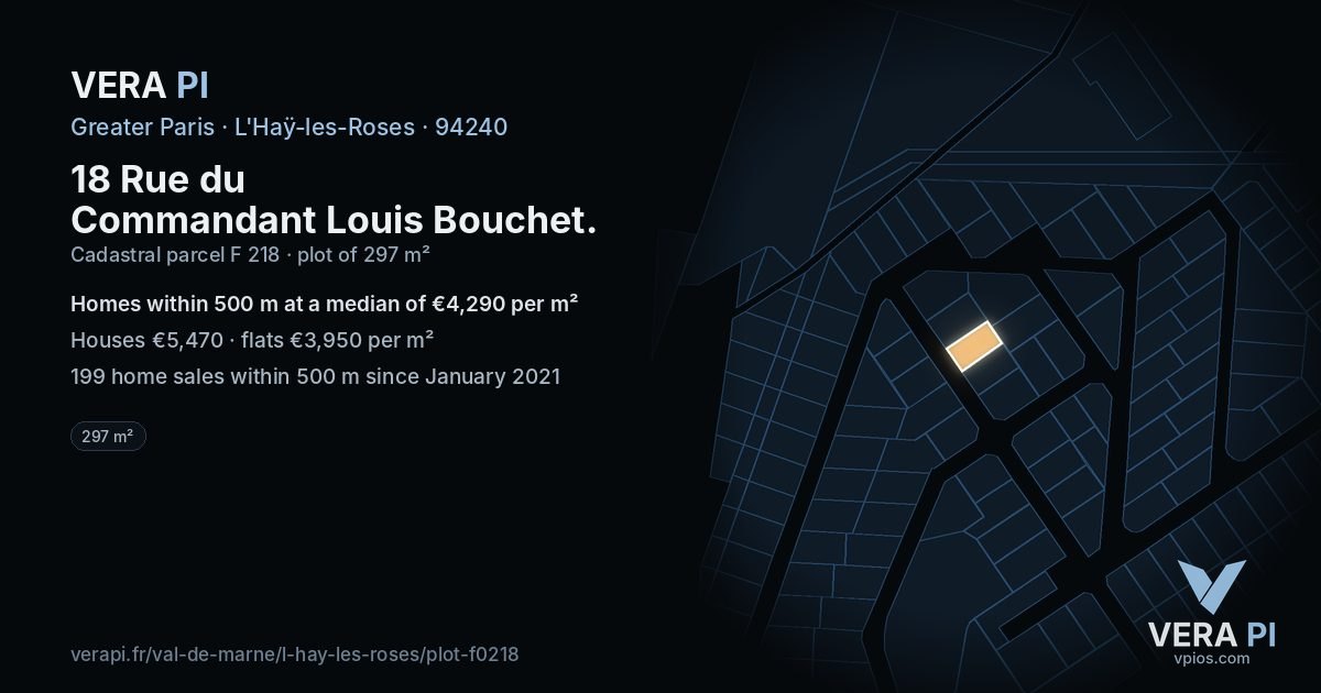 18 Rue du Commandant Louis Bouchet, L'Haÿ-les-Roses at night – the plot lit, the parcels around coloured by the prices near them