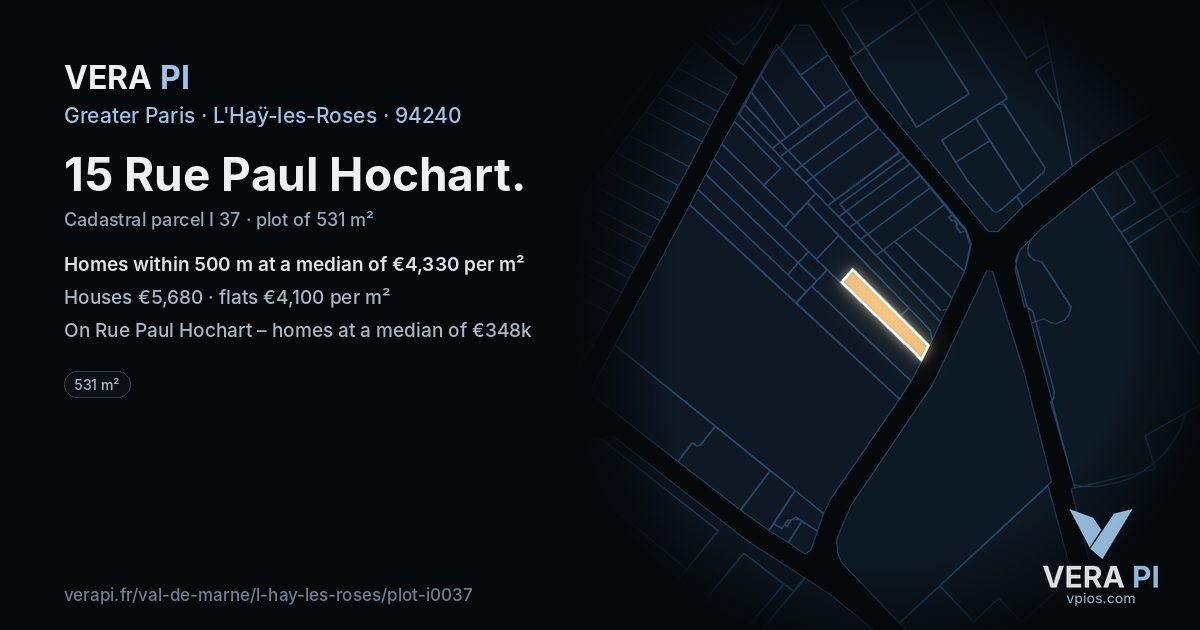 15 Rue Paul Hochart, L'Haÿ-les-Roses at night – the plot lit, the parcels around coloured by the prices near them