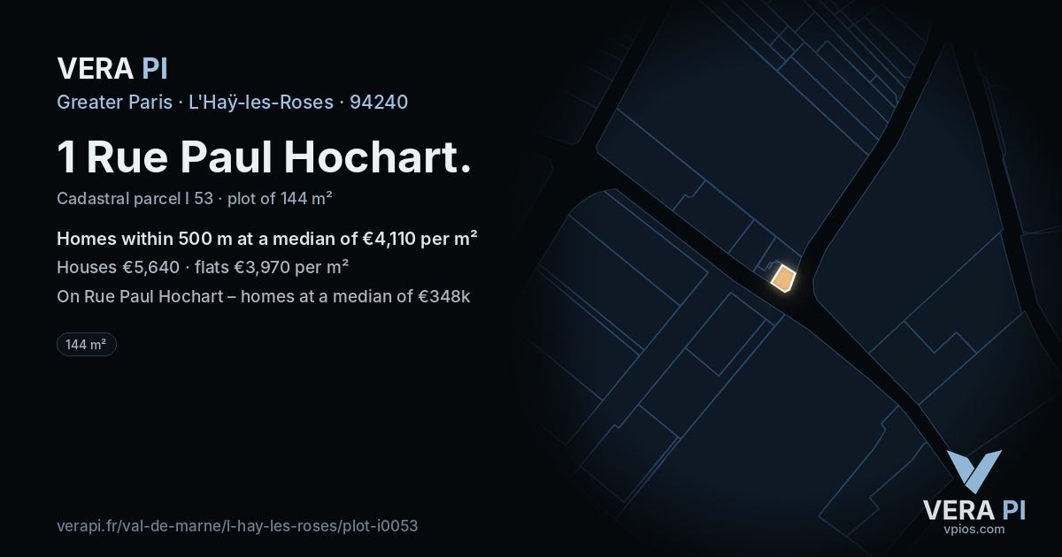 1 Rue Paul Hochart, L'Haÿ-les-Roses at night – the plot lit, the parcels around coloured by the prices near them