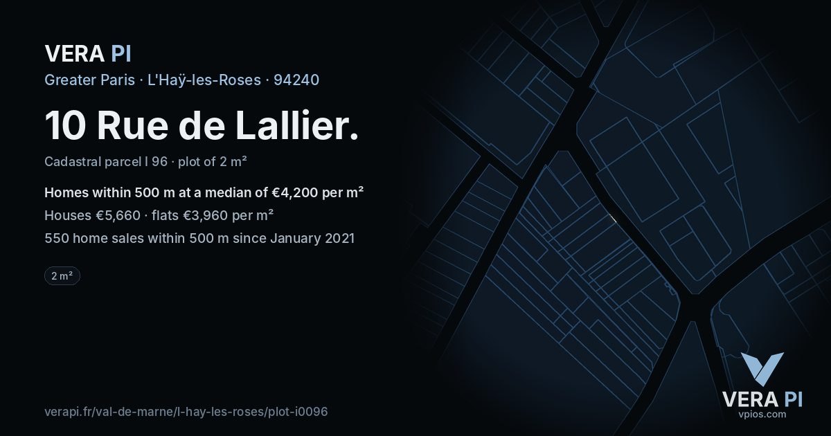 10 Rue de Lallier, L'Haÿ-les-Roses at night – the plot lit, the parcels around coloured by the prices near them