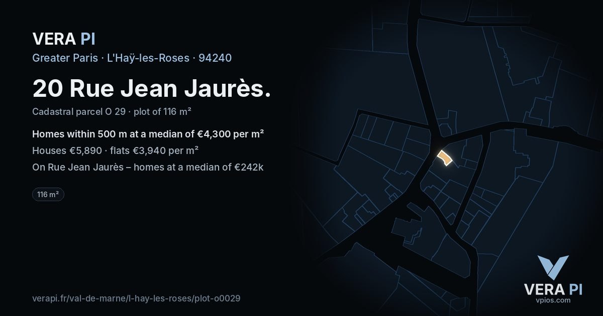 20 Rue Jean Jaurès, L'Haÿ-les-Roses at night – the plot lit, the parcels around coloured by the prices near them