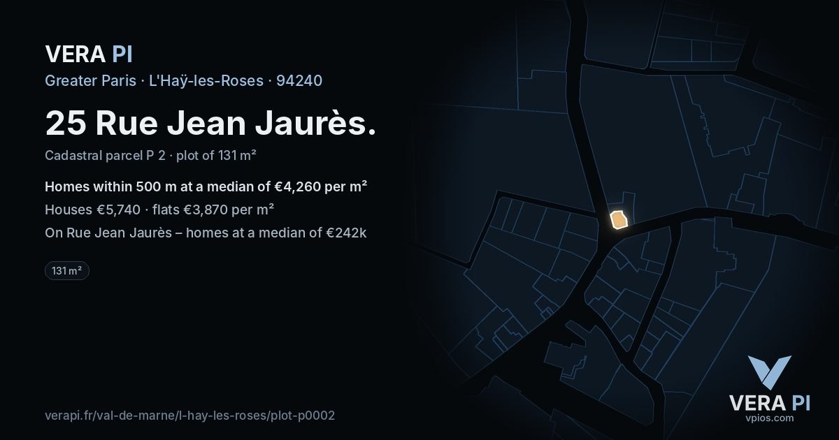 25 Rue Jean Jaurès, L'Haÿ-les-Roses at night – the plot lit, the parcels around coloured by the prices near them