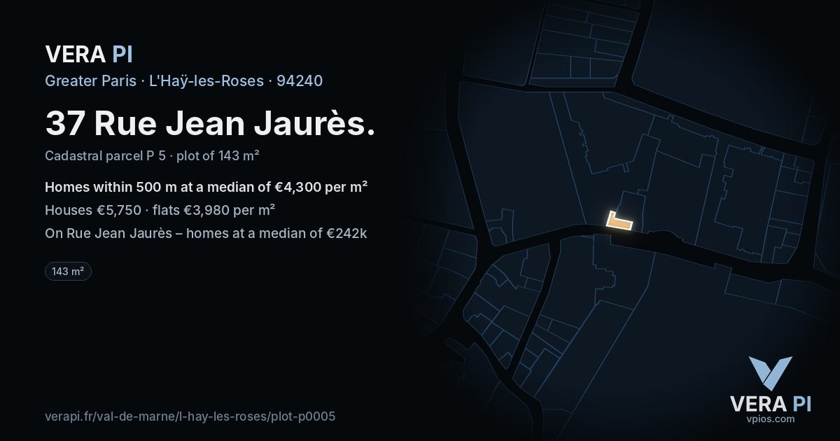 37 Rue Jean Jaurès, L'Haÿ-les-Roses at night – the plot lit, the parcels around coloured by the prices near them