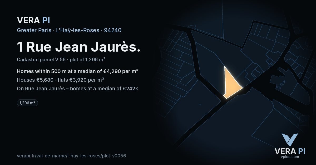 1 Rue Jean Jaurès, L'Haÿ-les-Roses at night – the plot lit, the parcels around coloured by the prices near them