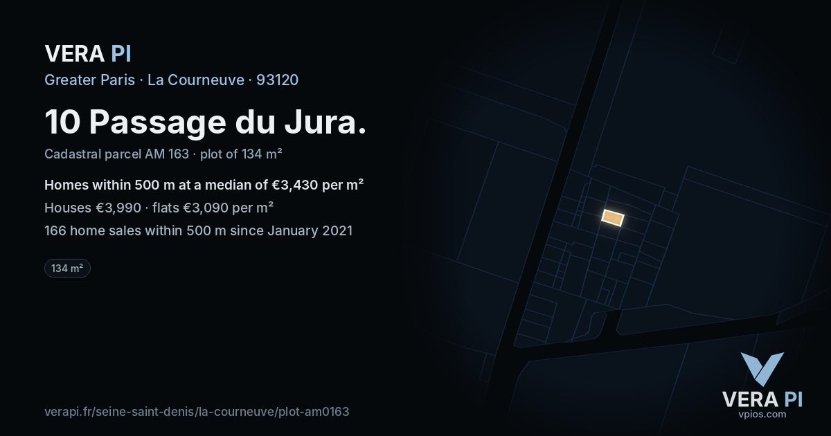 10 Passage du Jura, La Courneuve at night – the plot lit, the parcels around coloured by the prices near them