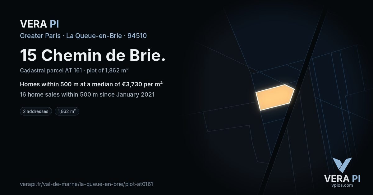 15 Chemin de Brie, La Queue-en-Brie at night – the plot lit, the parcels around coloured by the prices near them