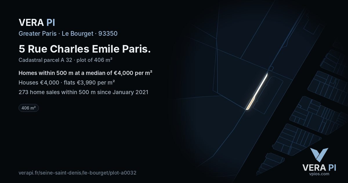 5 Rue Charles Emile Paris, Le Bourget at night – the plot lit, the parcels around coloured by the prices near them
