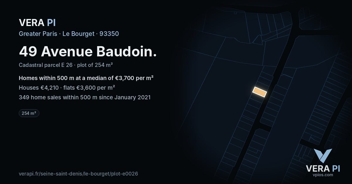 49 Avenue Baudoin, Le Bourget at night – the plot lit, the parcels around coloured by the prices near them