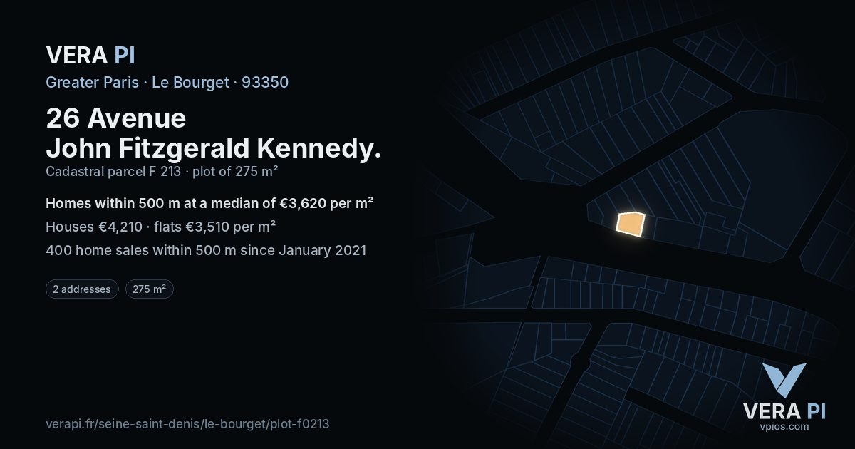 26 Avenue John Fitzgerald Kennedy, Le Bourget at night – the plot lit, the parcels around coloured by the prices near them