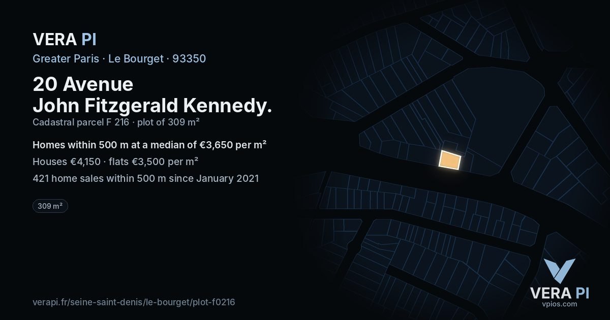 20 Avenue John Fitzgerald Kennedy, Le Bourget at night – the plot lit, the parcels around coloured by the prices near them