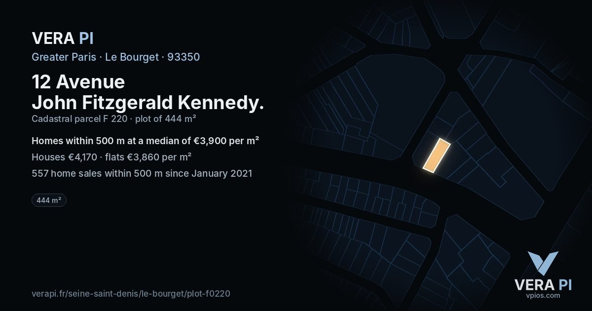 12 Avenue John Fitzgerald Kennedy, Le Bourget at night – the plot lit, the parcels around coloured by the prices near them