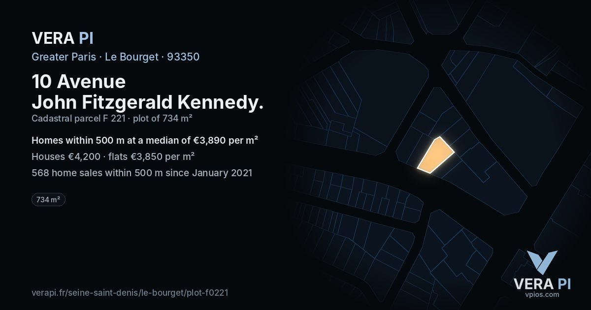 10 Avenue John Fitzgerald Kennedy, Le Bourget at night – the plot lit, the parcels around coloured by the prices near them