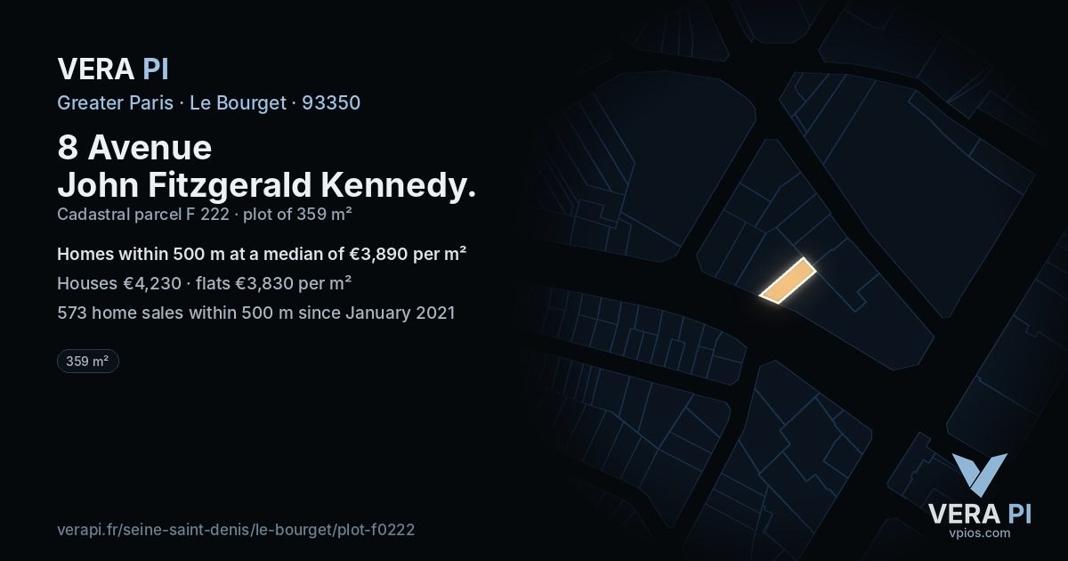 8 Avenue John Fitzgerald Kennedy, Le Bourget at night – the plot lit, the parcels around coloured by the prices near them