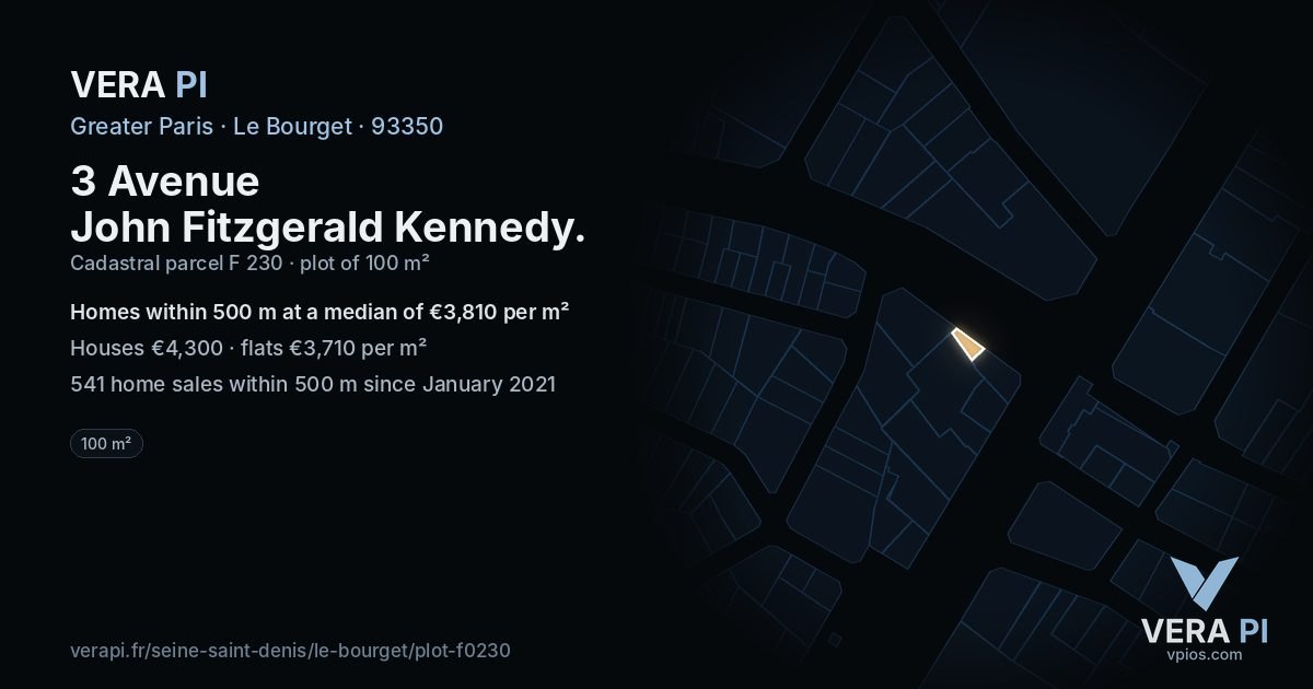 3 Avenue John Fitzgerald Kennedy, Le Bourget at night – the plot lit, the parcels around coloured by the prices near them