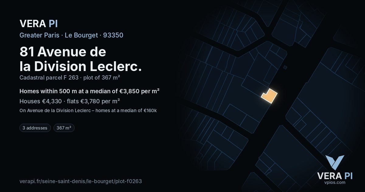 81 Avenue de la Division Leclerc, Le Bourget at night – the plot lit, the parcels around coloured by the prices near them