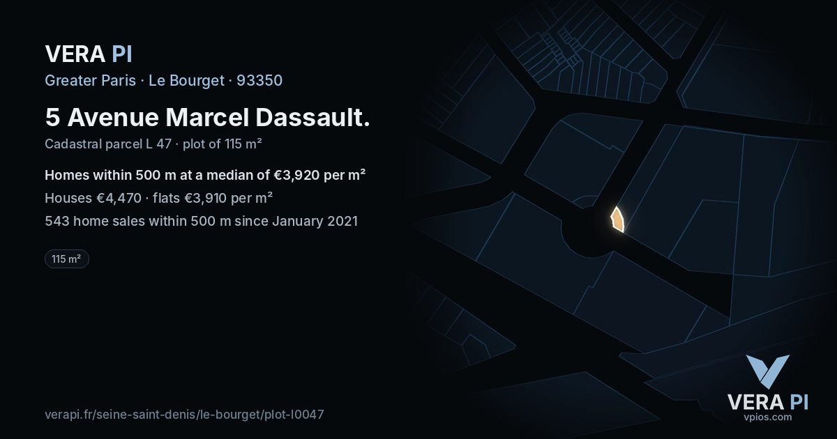 5 Avenue Marcel Dassault, Le Bourget at night – the plot lit, the parcels around coloured by the prices near them