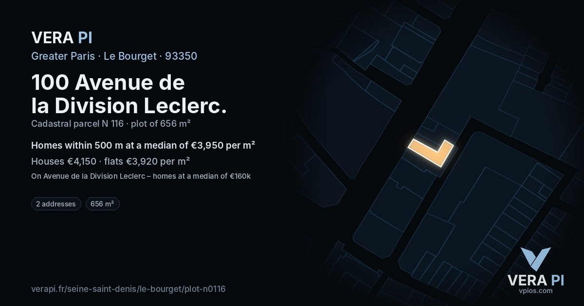 100 Avenue de la Division Leclerc, Le Bourget at night – the plot lit, the parcels around coloured by the prices near them