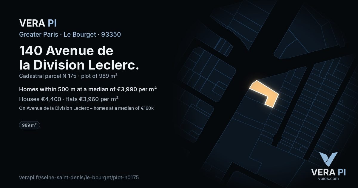 140 Avenue de la Division Leclerc, Le Bourget at night – the plot lit, the parcels around coloured by the prices near them