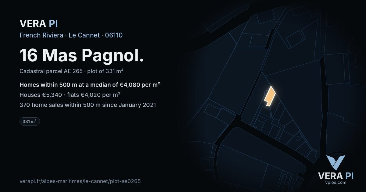 16 Mas Pagnol, Le Cannet at night – the plot lit, the parcels around coloured by the prices near them