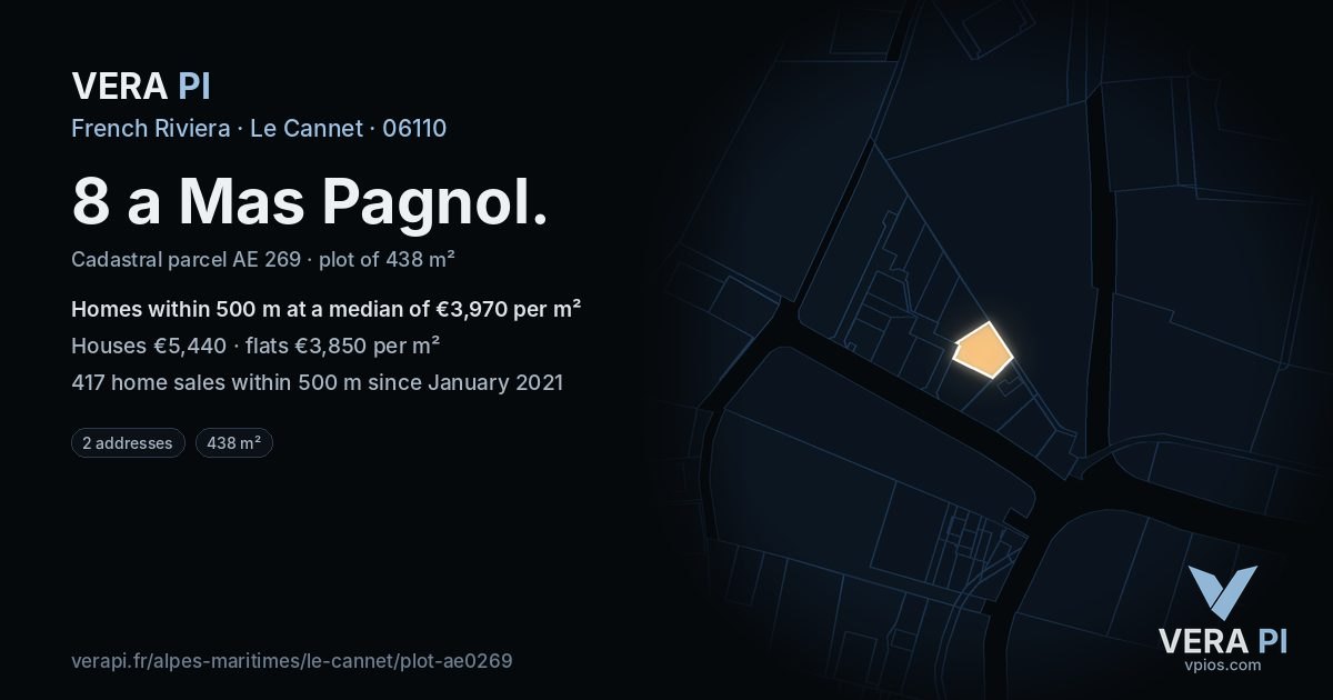 8 a Mas Pagnol, Le Cannet at night – the plot lit, the parcels around coloured by the prices near them