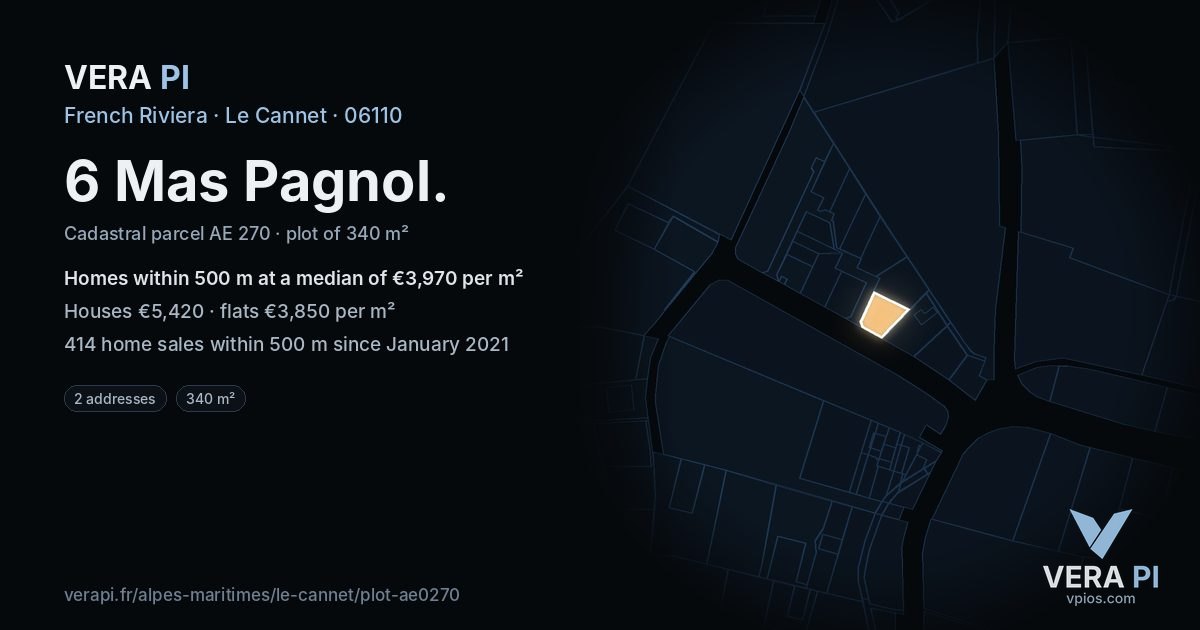 6 Mas Pagnol, Le Cannet at night – the plot lit, the parcels around coloured by the prices near them