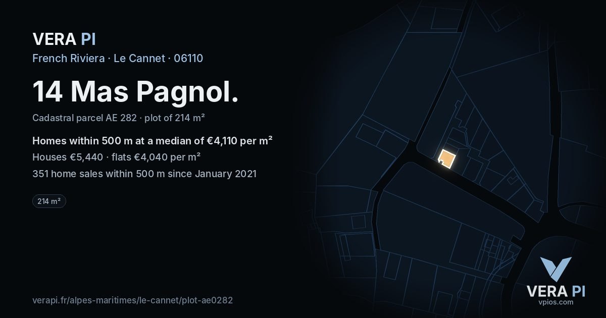 14 Mas Pagnol, Le Cannet at night – the plot lit, the parcels around coloured by the prices near them