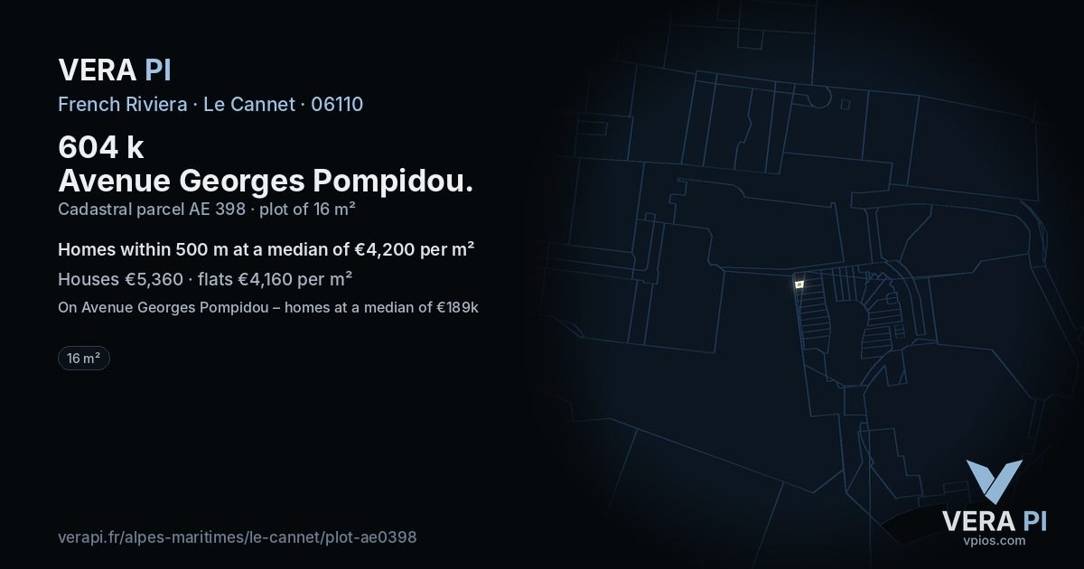 604 k Avenue Georges Pompidou, Le Cannet at night – the plot lit, the parcels around coloured by the prices near them