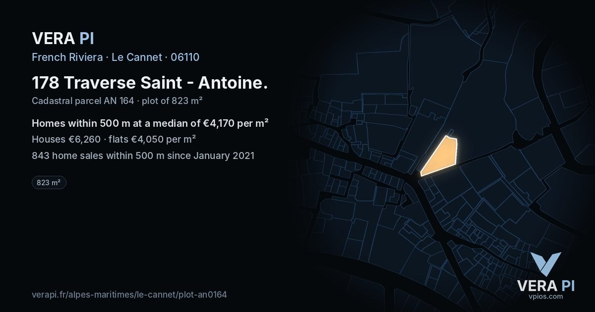 178 Traverse Saint - Antoine, Le Cannet at night – the plot lit, the parcels around coloured by the prices near them