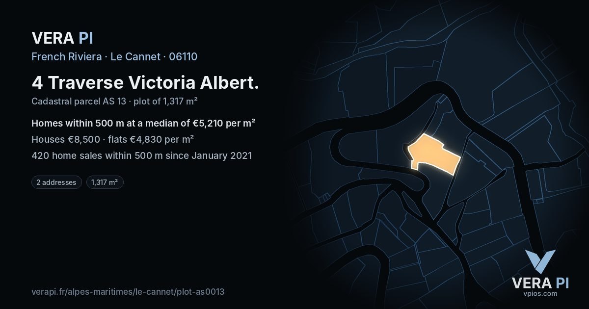 4 Traverse Victoria Albert, Le Cannet at night – the plot lit, the parcels around coloured by the prices near them