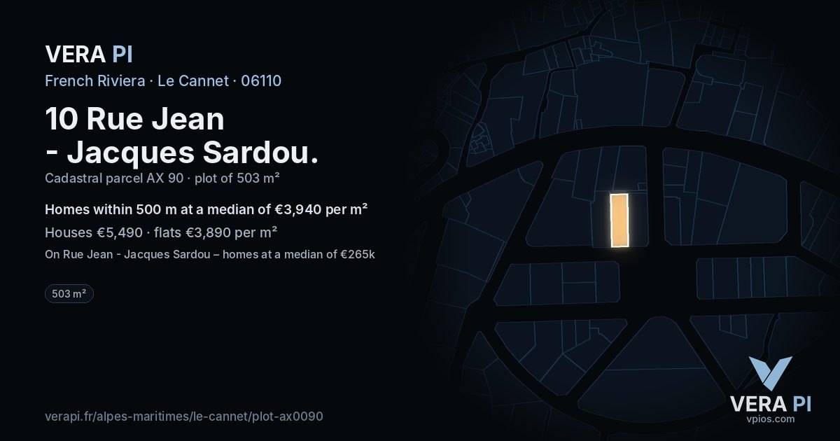 10 Rue Jean - Jacques Sardou, Le Cannet at night – the plot lit, the parcels around coloured by the prices near them