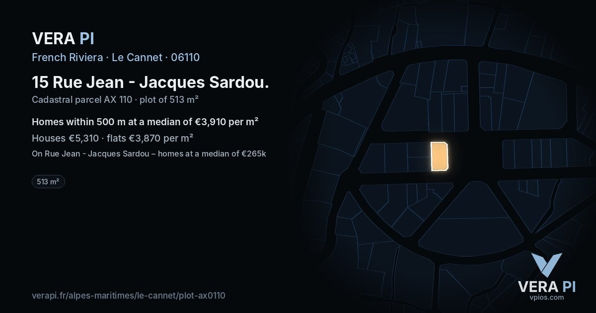 15 Rue Jean - Jacques Sardou, Le Cannet at night – the plot lit, the parcels around coloured by the prices near them