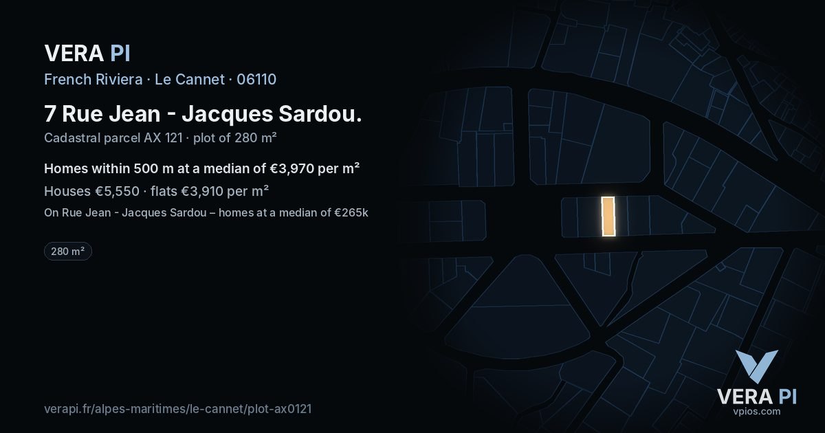 7 Rue Jean - Jacques Sardou, Le Cannet at night – the plot lit, the parcels around coloured by the prices near them