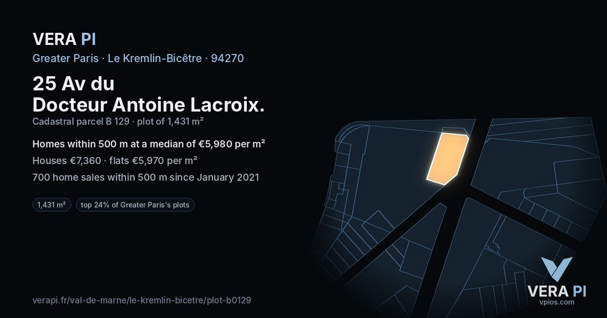25 Av du Docteur Antoine Lacroix, Le Kremlin-Bicêtre at night – the plot lit, the parcels around coloured by the prices near them