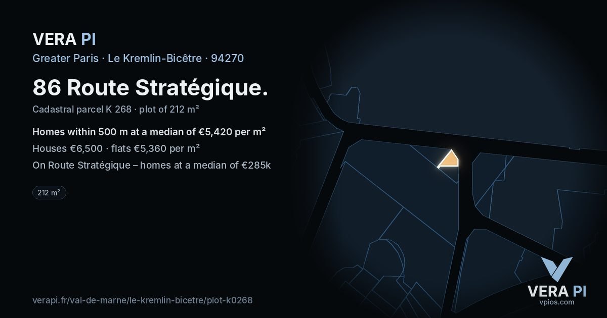 86 Route Stratégique, Le Kremlin-Bicêtre at night – the plot lit, the parcels around coloured by the prices near them