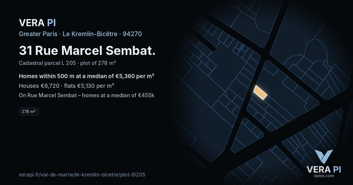 31 Rue Marcel Sembat, Le Kremlin-Bicêtre at night – the plot lit, the parcels around coloured by the prices near them