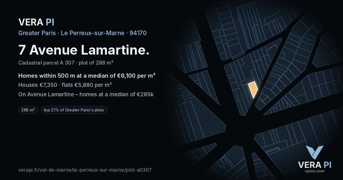 7 Avenue Lamartine, Le Perreux-sur-Marne at night – the plot lit, the parcels around coloured by the prices near them