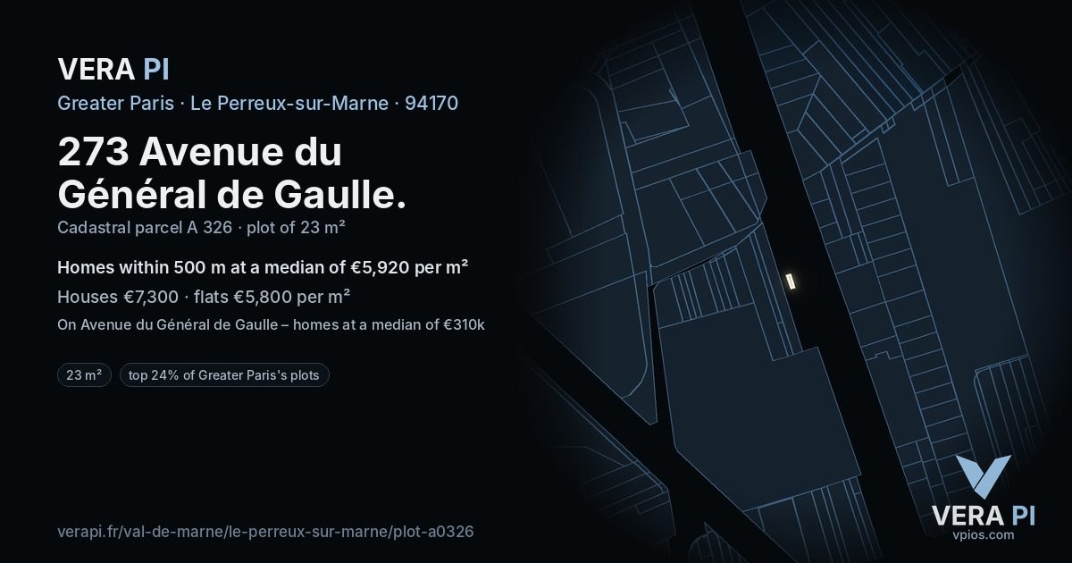 273 Avenue du Général de Gaulle, Le Perreux-sur-Marne at night – the plot lit, the parcels around coloured by the prices near them