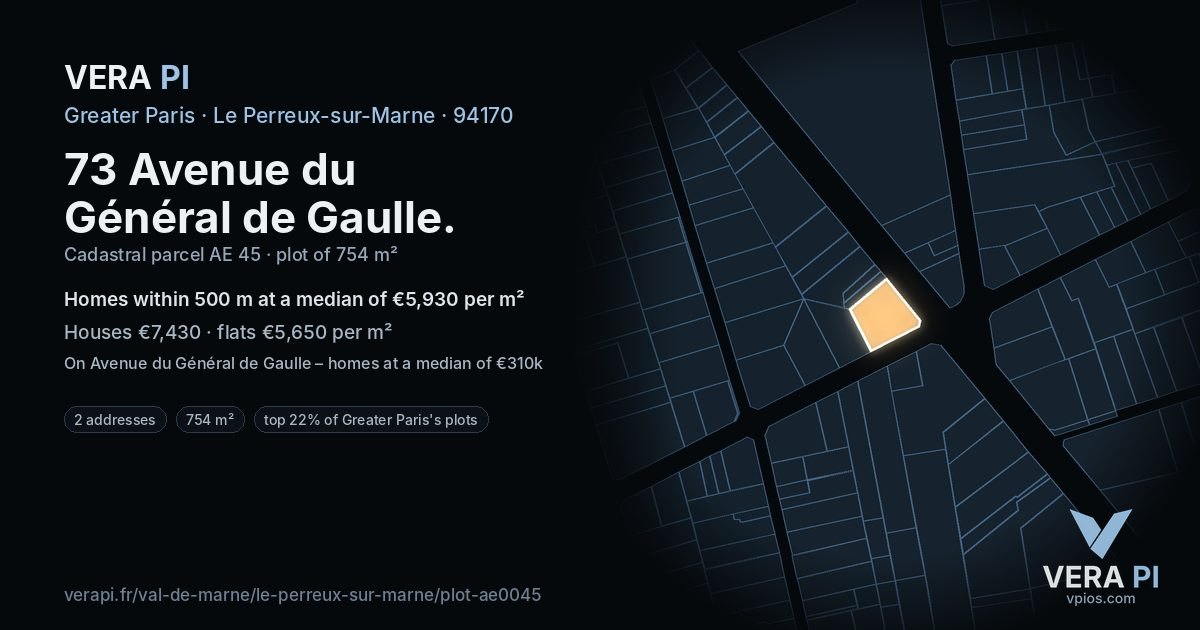 73 Avenue du Général de Gaulle, Le Perreux-sur-Marne at night – the plot lit, the parcels around coloured by the prices near them