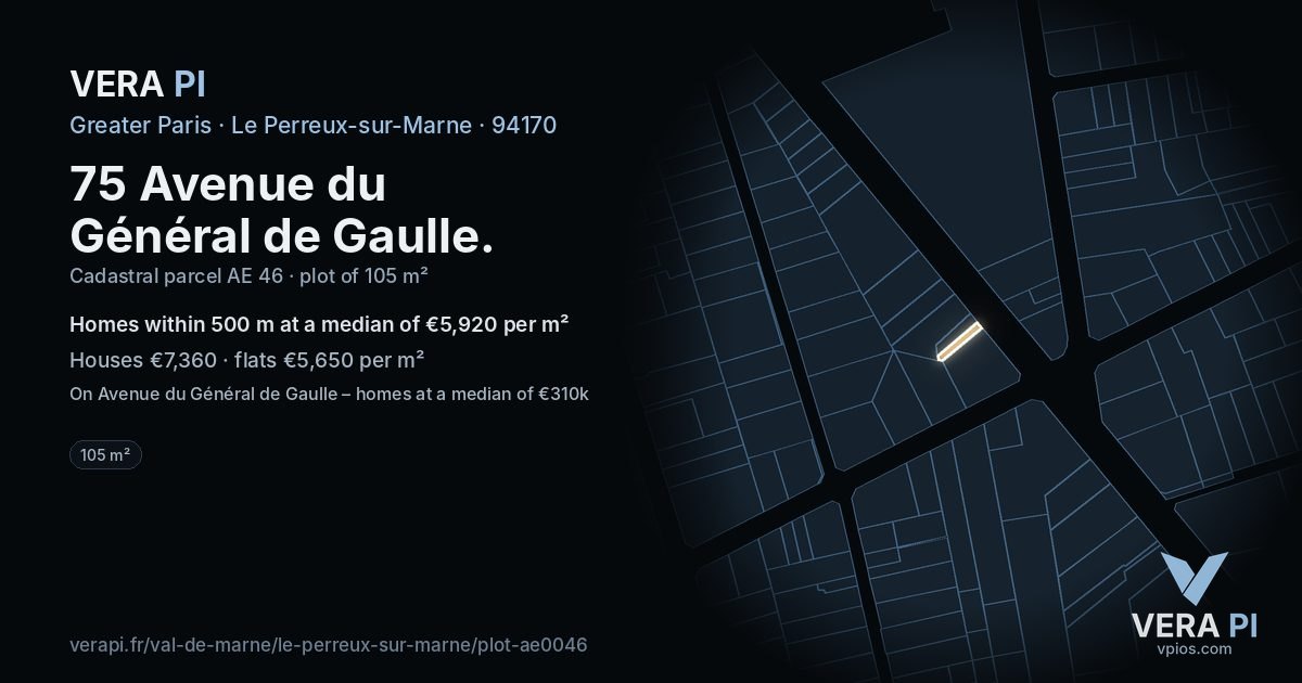 75 Avenue du Général de Gaulle, Le Perreux-sur-Marne at night – the plot lit, the parcels around coloured by the prices near them