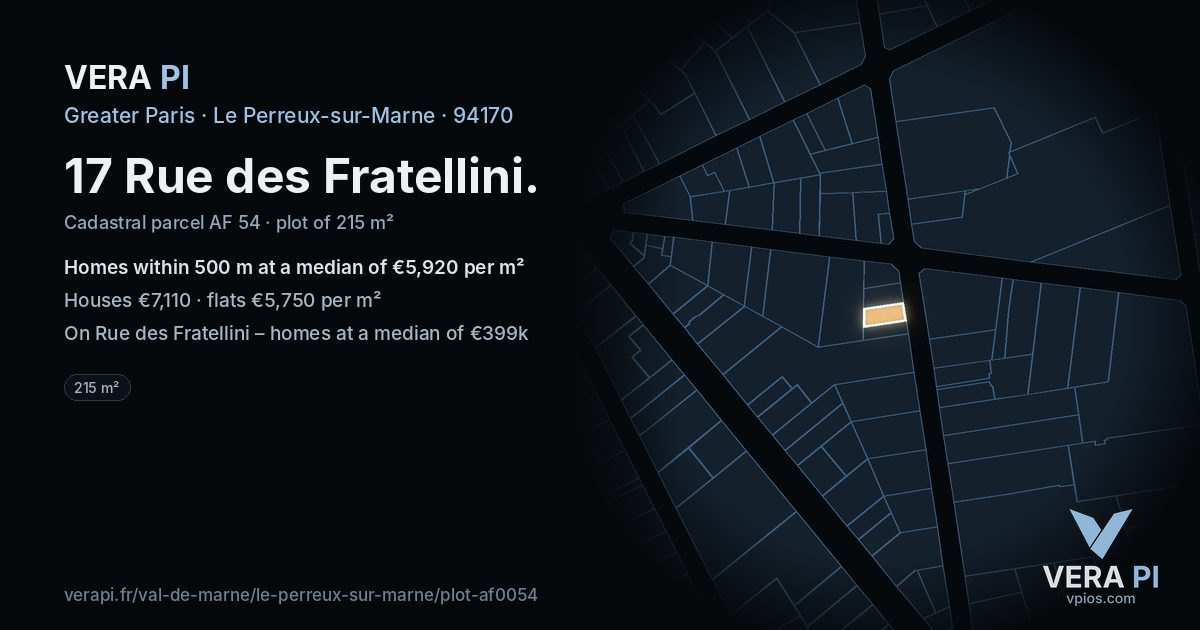 17 Rue des Fratellini, Le Perreux-sur-Marne at night – the plot lit, the parcels around coloured by the prices near them