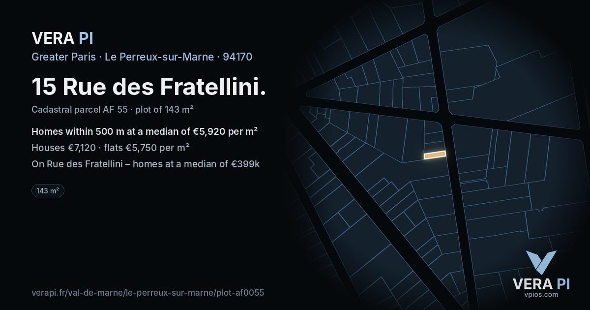 15 Rue des Fratellini, Le Perreux-sur-Marne at night – the plot lit, the parcels around coloured by the prices near them