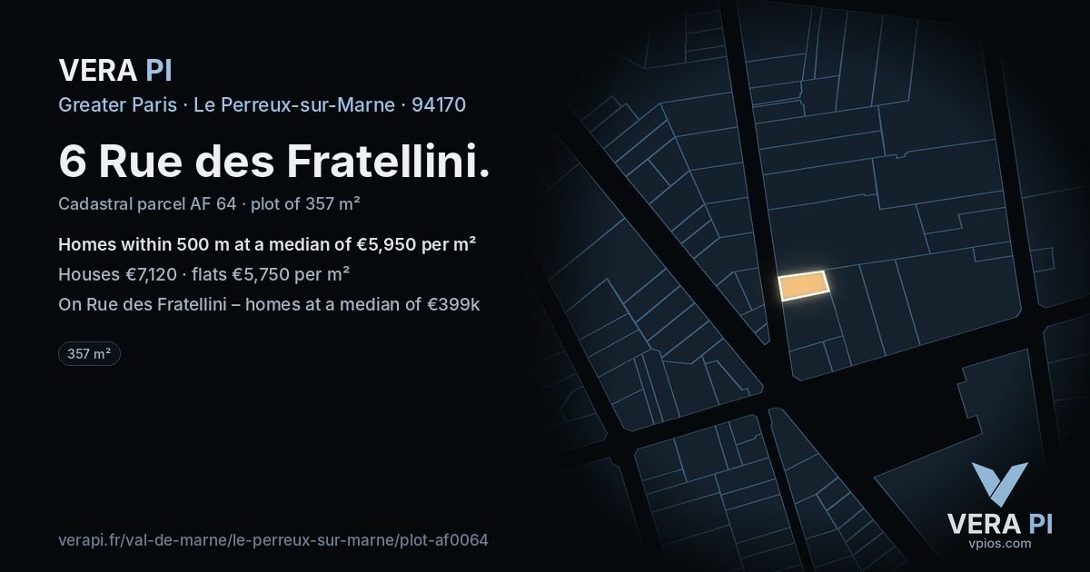 6 Rue des Fratellini, Le Perreux-sur-Marne at night – the plot lit, the parcels around coloured by the prices near them